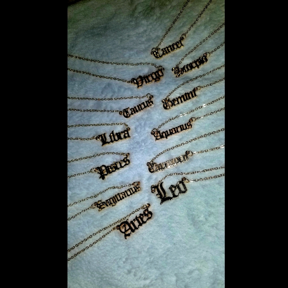 "Pisces" Zodiac astrology birth gold tone necklace
